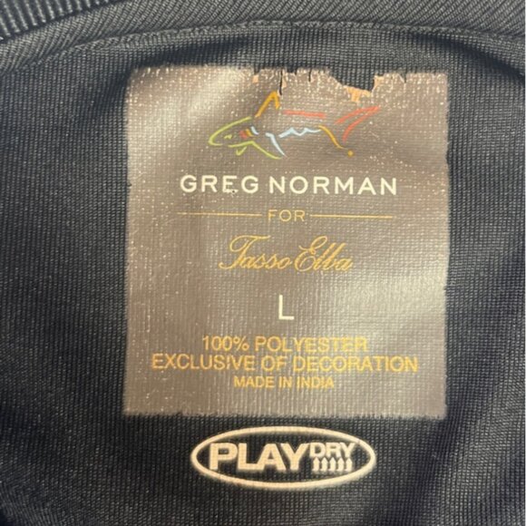 Greg Norman Tasso Elba Golf Polo Shirt Large Black Stripe - Picture 5 of 6